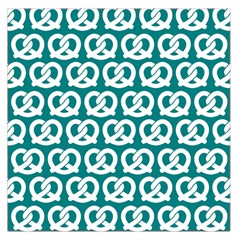 Teal Pretzel Illustrations Pattern Large Satin Scarf (square) by GardenOfOphir