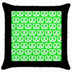 Neon Green Pretzel Illustrations Pattern Throw Pillow Cases (black) by GardenOfOphir