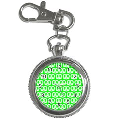 Neon Green Pretzel Illustrations Pattern Key Chain Watches by GardenOfOphir