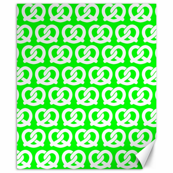 Neon Green Pretzel Illustrations Pattern Canvas 8  x 10 