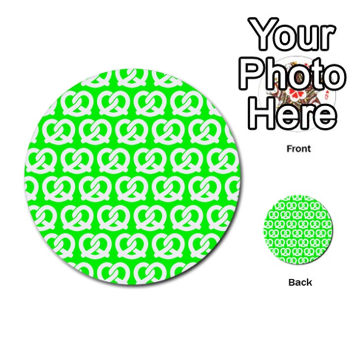 Neon Green Pretzel Illustrations Pattern Multi-purpose Cards (Round) 