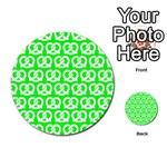 Neon Green Pretzel Illustrations Pattern Multi-purpose Cards (Round)  Front 7