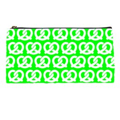 Neon Green Pretzel Illustrations Pattern Pencil Cases by GardenOfOphir