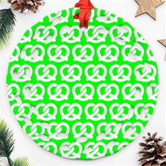 Neon Green Pretzel Illustrations Pattern Ornament (round Filigree)  by GardenOfOphir