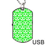 Neon Green Pretzel Illustrations Pattern Dog Tag USB Flash (Two Sides)  Back