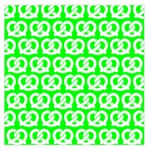 Neon Green Pretzel Illustrations Pattern Large Satin Scarf (Square) Front