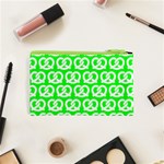 Neon Green Pretzel Illustrations Pattern Cosmetic Bag (XS) Back