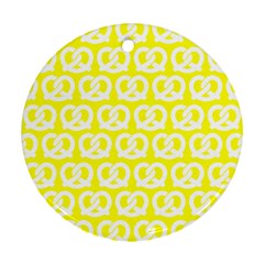 Yellow Pretzel Illustrations Pattern Ornament (round)  by GardenOfOphir