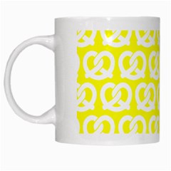 Yellow Pretzel Illustrations Pattern White Mugs by GardenOfOphir