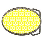 Yellow Pretzel Illustrations Pattern Belt Buckles Front