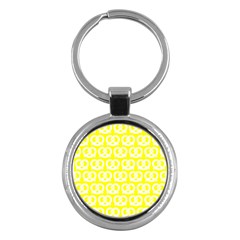 Yellow Pretzel Illustrations Pattern Key Chains (round)  by GardenOfOphir