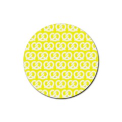 Yellow Pretzel Illustrations Pattern Rubber Coaster (round)  by GardenOfOphir