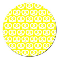 Yellow Pretzel Illustrations Pattern Magnet 5  (round) by GardenOfOphir