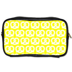 Yellow Pretzel Illustrations Pattern Toiletries Bags by GardenOfOphir