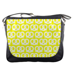 Yellow Pretzel Illustrations Pattern Messenger Bags by GardenOfOphir