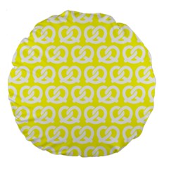 Yellow Pretzel Illustrations Pattern Large 18  Premium Round Cushions by GardenOfOphir