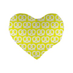 Yellow Pretzel Illustrations Pattern Standard 16  Premium Heart Shape Cushions by GardenOfOphir