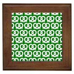 Green Pretzel Illustrations Pattern Framed Tiles by GardenOfOphir