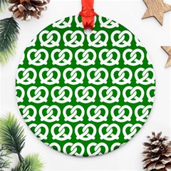 Green Pretzel Illustrations Pattern Ornament (round)  by GardenOfOphir