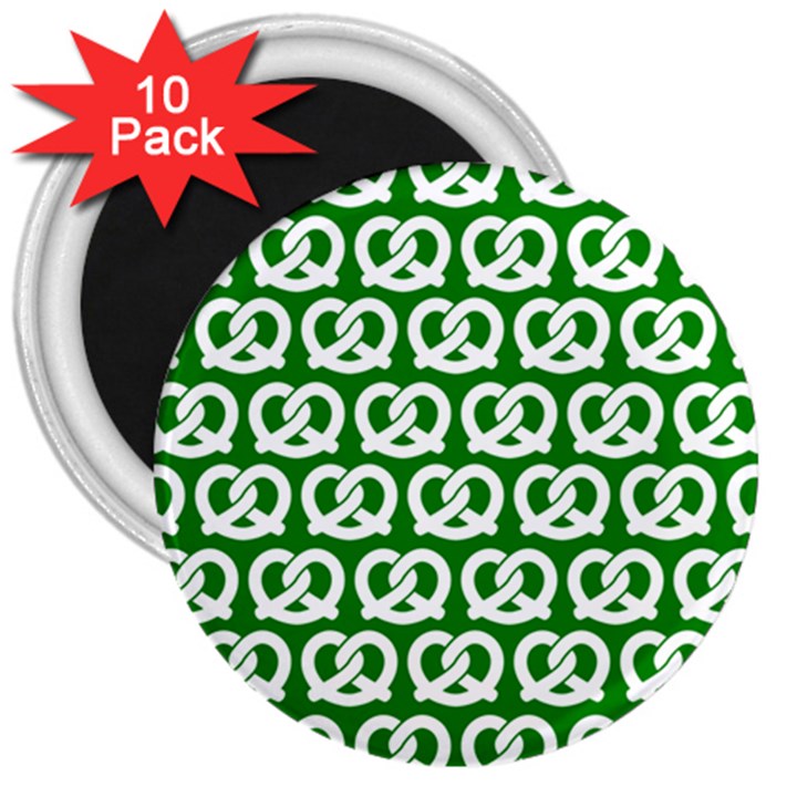 Green Pretzel Illustrations Pattern 3  Magnets (10 pack) 