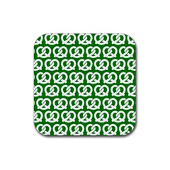 Green Pretzel Illustrations Pattern Rubber Coaster (square)  by GardenOfOphir