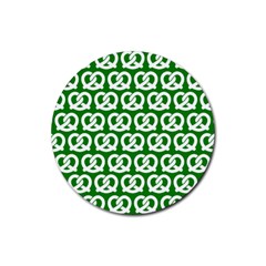 Green Pretzel Illustrations Pattern Rubber Round Coaster (4 Pack)  by GardenOfOphir