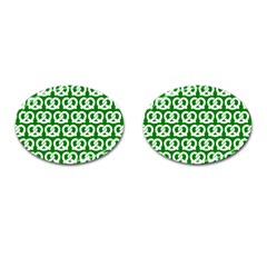 Green Pretzel Illustrations Pattern Cufflinks (oval) by GardenOfOphir