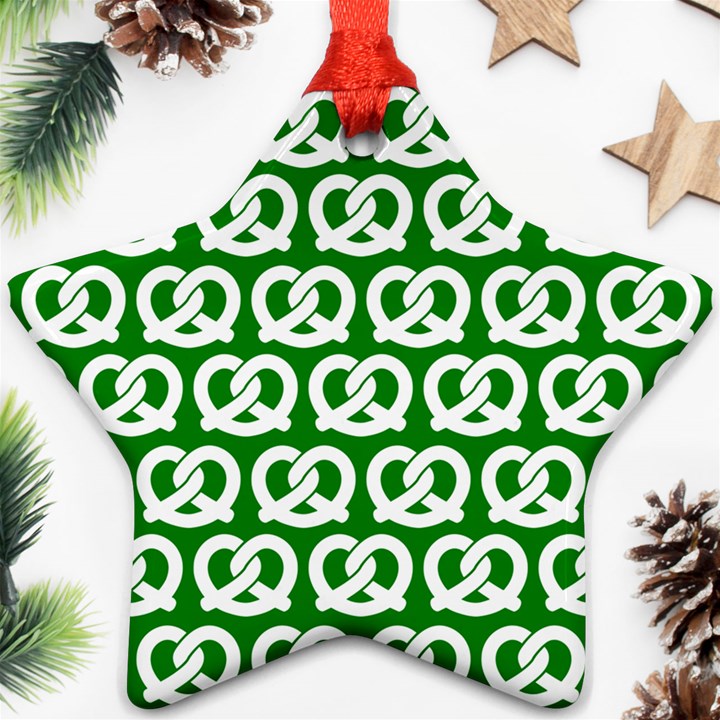 Green Pretzel Illustrations Pattern Star Ornament (Two Sides) 