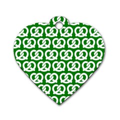 Green Pretzel Illustrations Pattern Dog Tag Heart (one Side) by GardenOfOphir