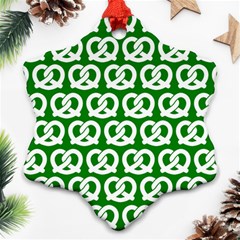 Green Pretzel Illustrations Pattern Snowflake Ornament (2-side) by GardenOfOphir