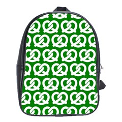 Green Pretzel Illustrations Pattern School Bags (xl)  by GardenOfOphir