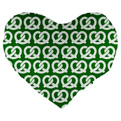 Green Pretzel Illustrations Pattern Large 19  Premium Heart Shape Cushions by GardenOfOphir