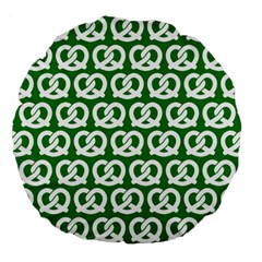 Green Pretzel Illustrations Pattern Large 18  Premium Flano Round Cushions by GardenOfOphir