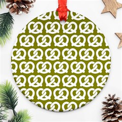 Olive Pretzel Illustrations Pattern Round Ornament (two Sides)  by GardenOfOphir