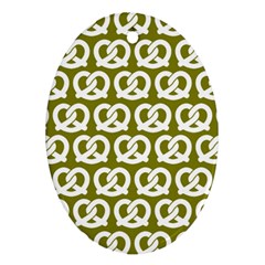 Olive Pretzel Illustrations Pattern Oval Ornament (two Sides) by GardenOfOphir