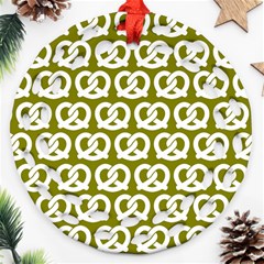 Olive Pretzel Illustrations Pattern Ornament (round Filigree)  by GardenOfOphir