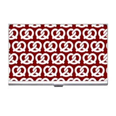 Red Pretzel Illustrations Pattern Business Card Holders by GardenOfOphir