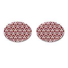 Red Pretzel Illustrations Pattern Cufflinks (oval) by GardenOfOphir