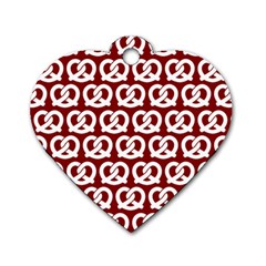 Red Pretzel Illustrations Pattern Dog Tag Heart (one Side) by GardenOfOphir