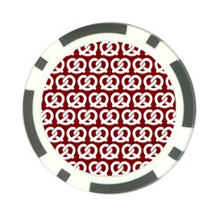 Red Pretzel Illustrations Pattern Poker Chip Card Guards by GardenOfOphir