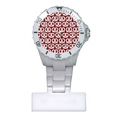 Red Pretzel Illustrations Pattern Nurses Watches by GardenOfOphir