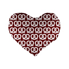 Red Pretzel Illustrations Pattern Standard 16  Premium Flano Heart Shape Cushions by GardenOfOphir