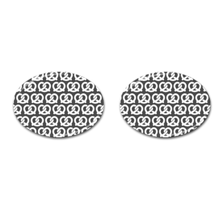 Gray Pretzel Illustrations Pattern Cufflinks (Oval)