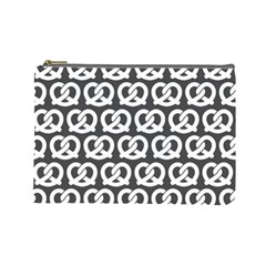 Gray Pretzel Illustrations Pattern Cosmetic Bag (large)  by GardenOfOphir