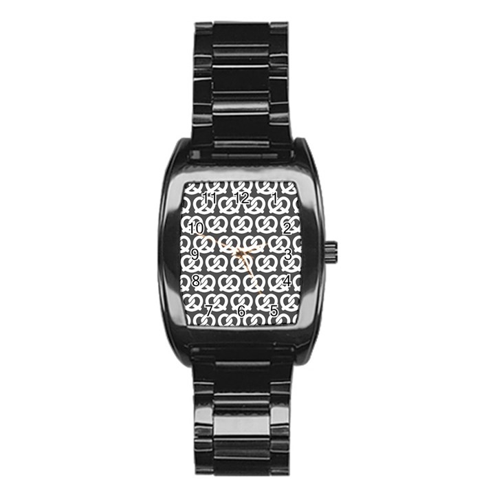 Gray Pretzel Illustrations Pattern Stainless Steel Barrel Watch