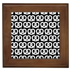 Black And White Pretzel Illustrations Pattern Framed Tiles by GardenOfOphir