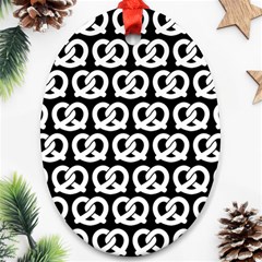 Black And White Pretzel Illustrations Pattern Ornament (oval)  by GardenOfOphir