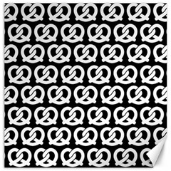 Black And White Pretzel Illustrations Pattern Canvas 16  X 16   by GardenOfOphir