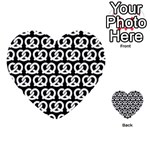 Black And White Pretzel Illustrations Pattern Multi-purpose Cards (Heart)  Front 1