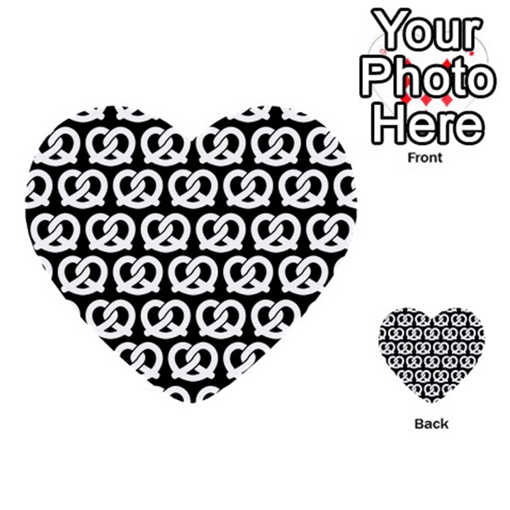 Black And White Pretzel Illustrations Pattern Multi-purpose Cards (Heart) 